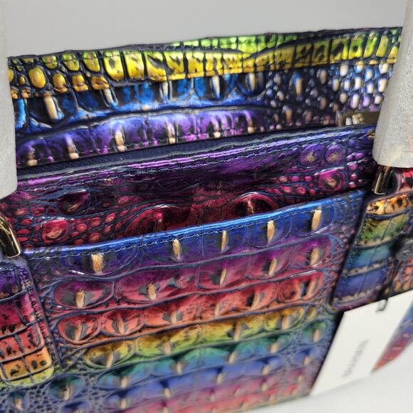 BRAHMIN Small Ashlee Technicolor Rainbow Melbourne Satchel Leather NWT - Picture 8 of 15